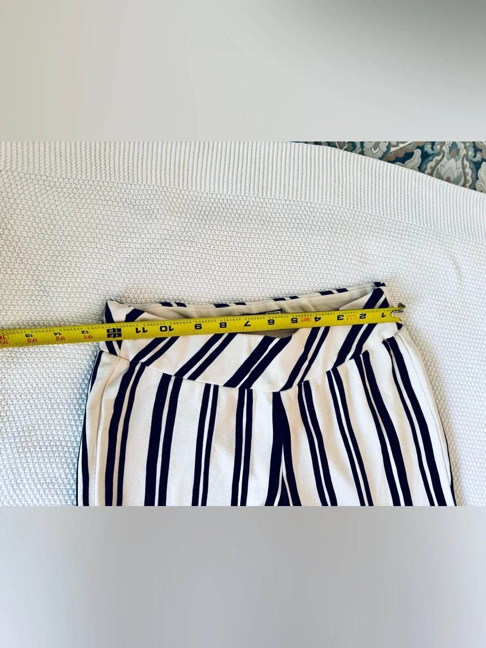 MARC CAIN Black & White Vertical-Stripe Wide Leg Trousers Pull-On Pants - Picture 12 of 16
